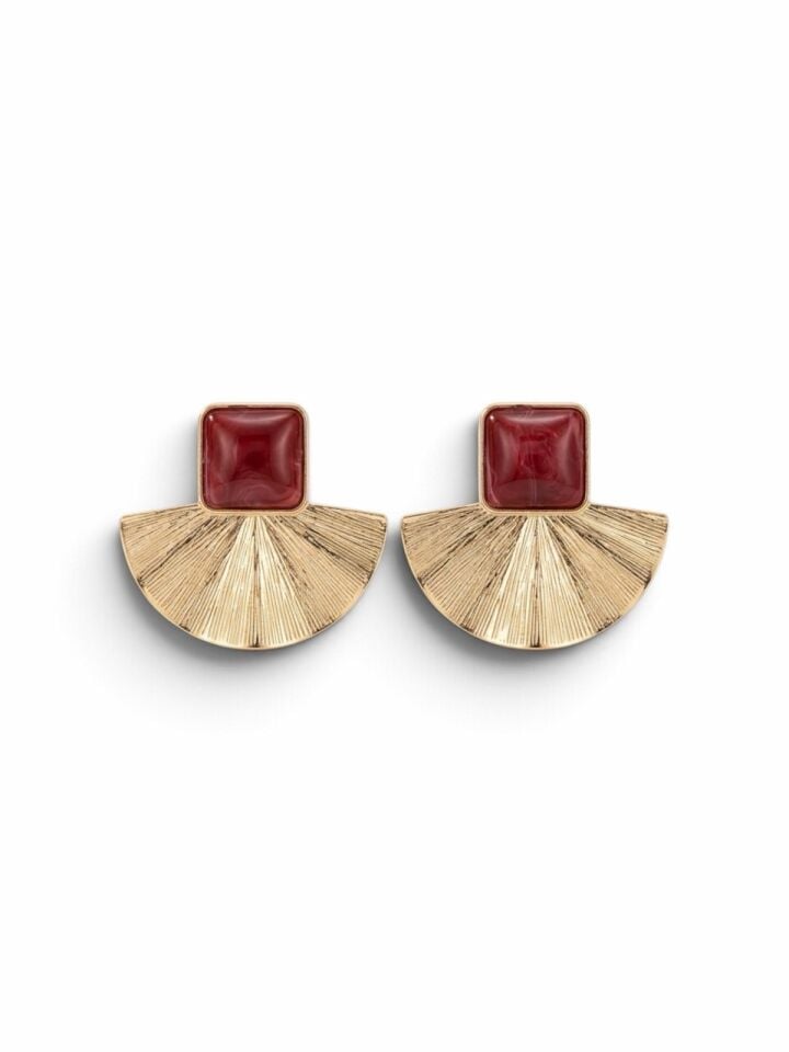 Yelpaze Model Bordo Küpe