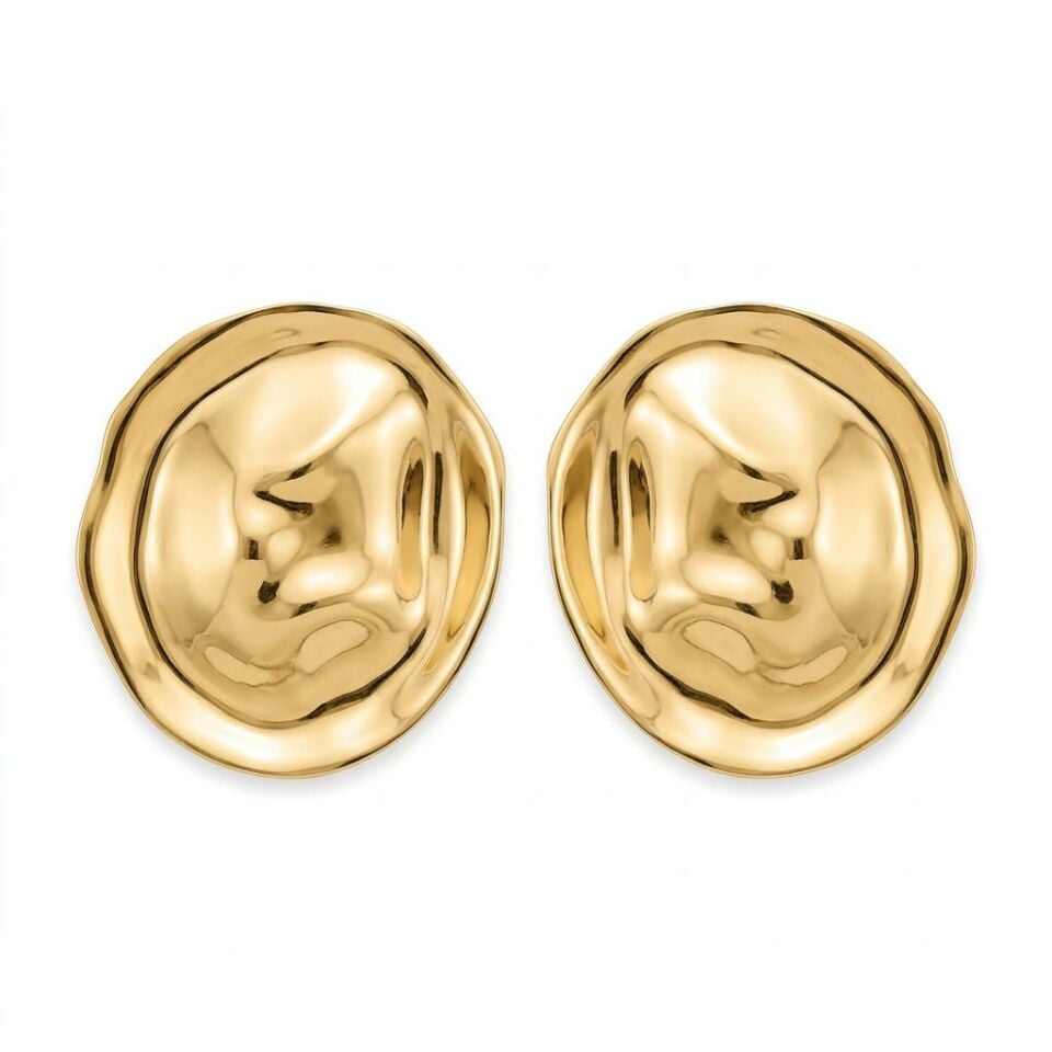 Gold Ezme Plaka Küpe