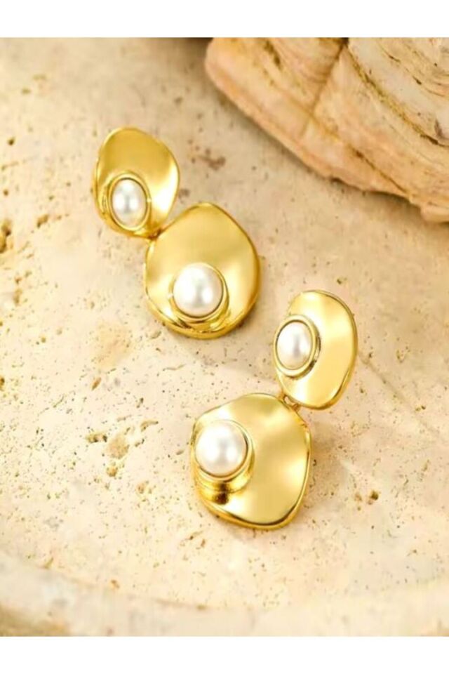 İnci Detaylı Çift Halka Küpe