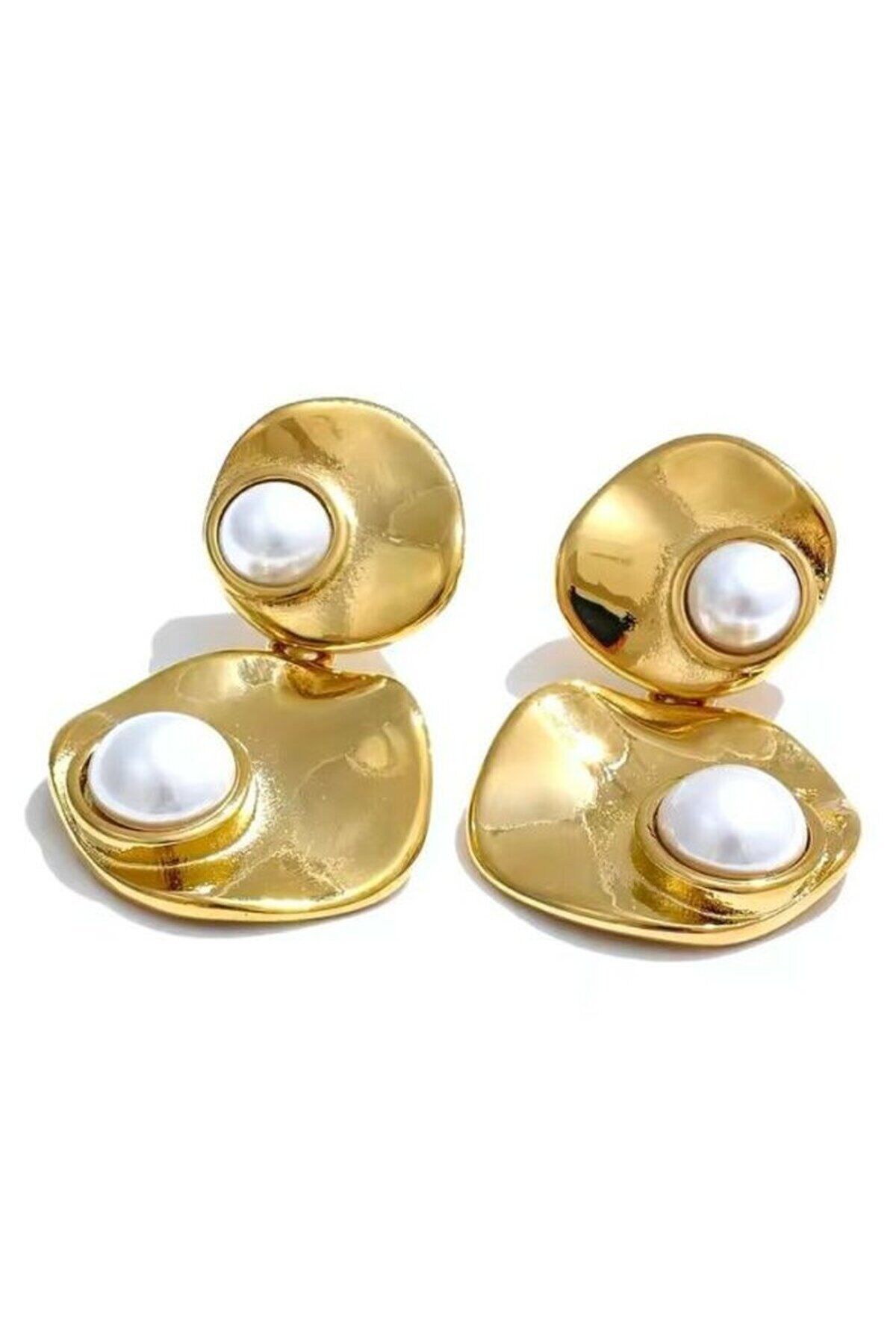 İnci Detaylı Çift Halka Küpe
