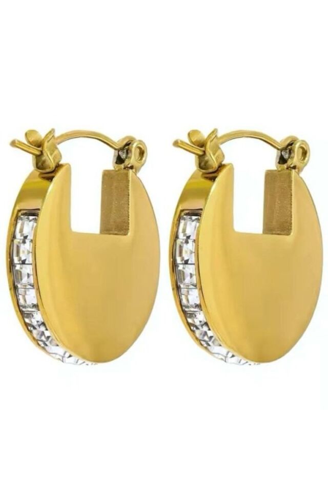 Zirkon Taş Kenarlı Halka Küpe