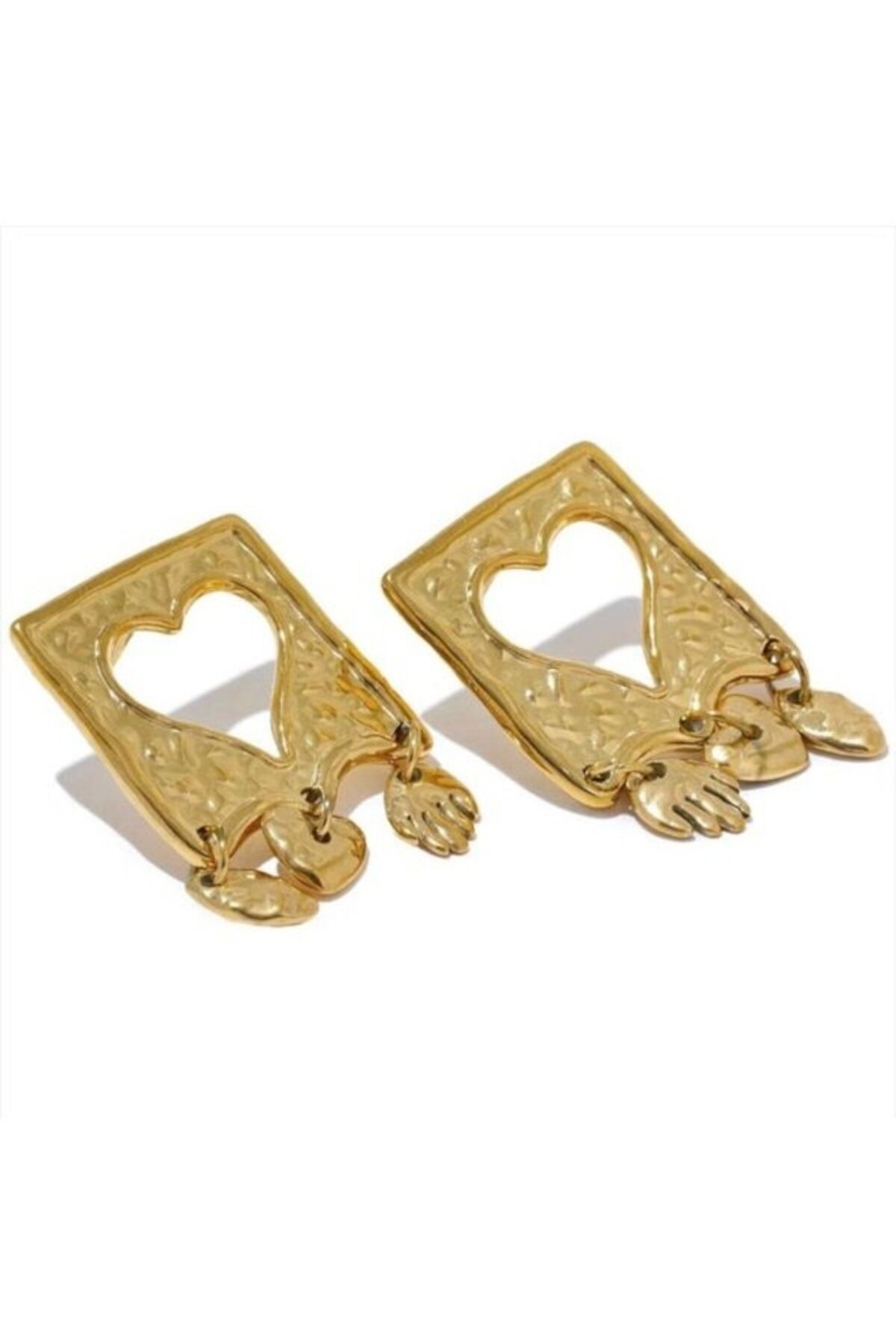 Kalp Detaylı Baget Küpe