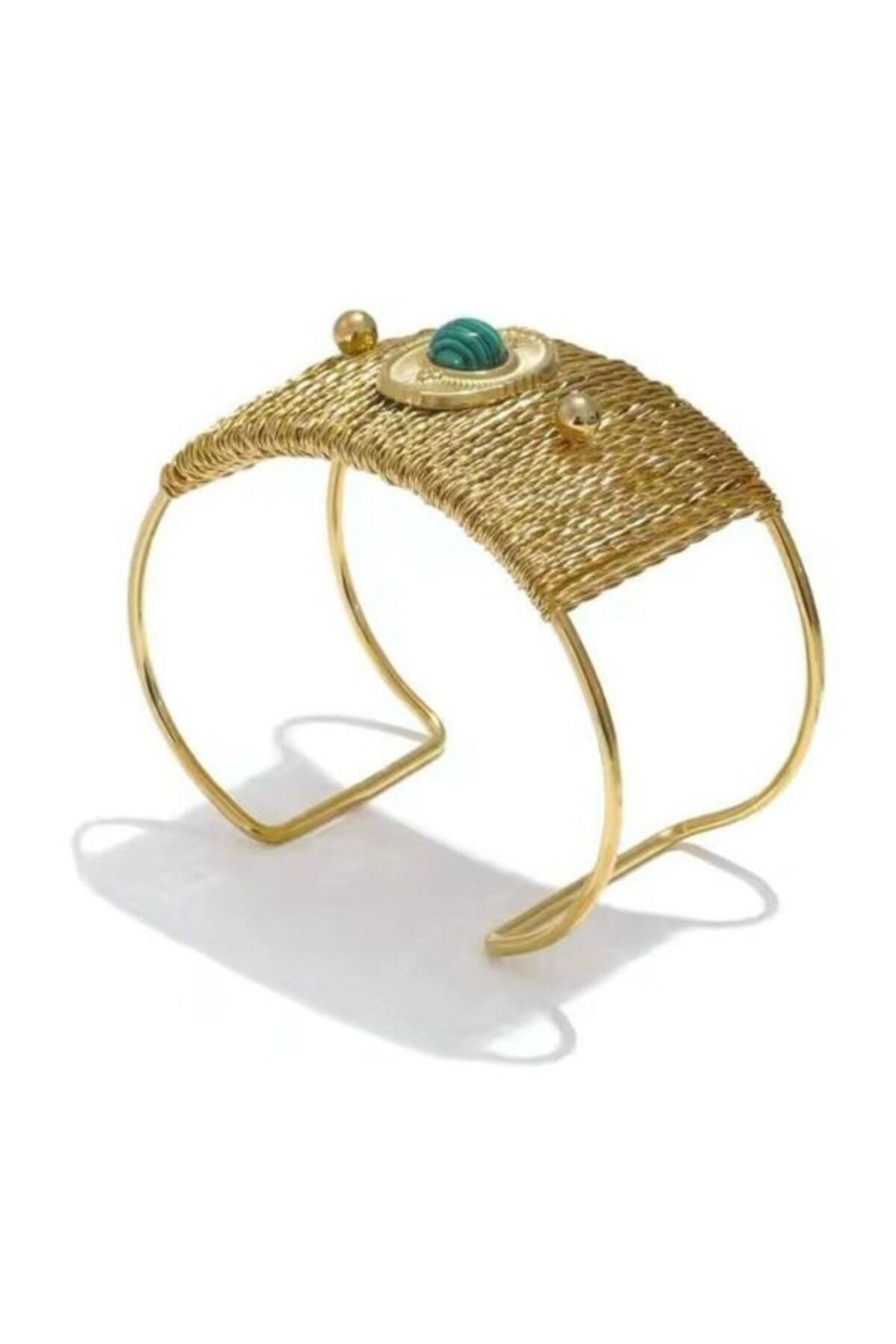 Turkuaz Taşlı Çelik Kalın Bileklik