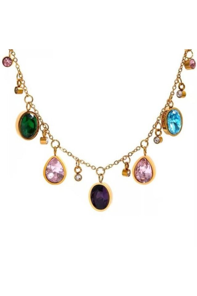 Zirkon Taşlı Tasarım Kolye