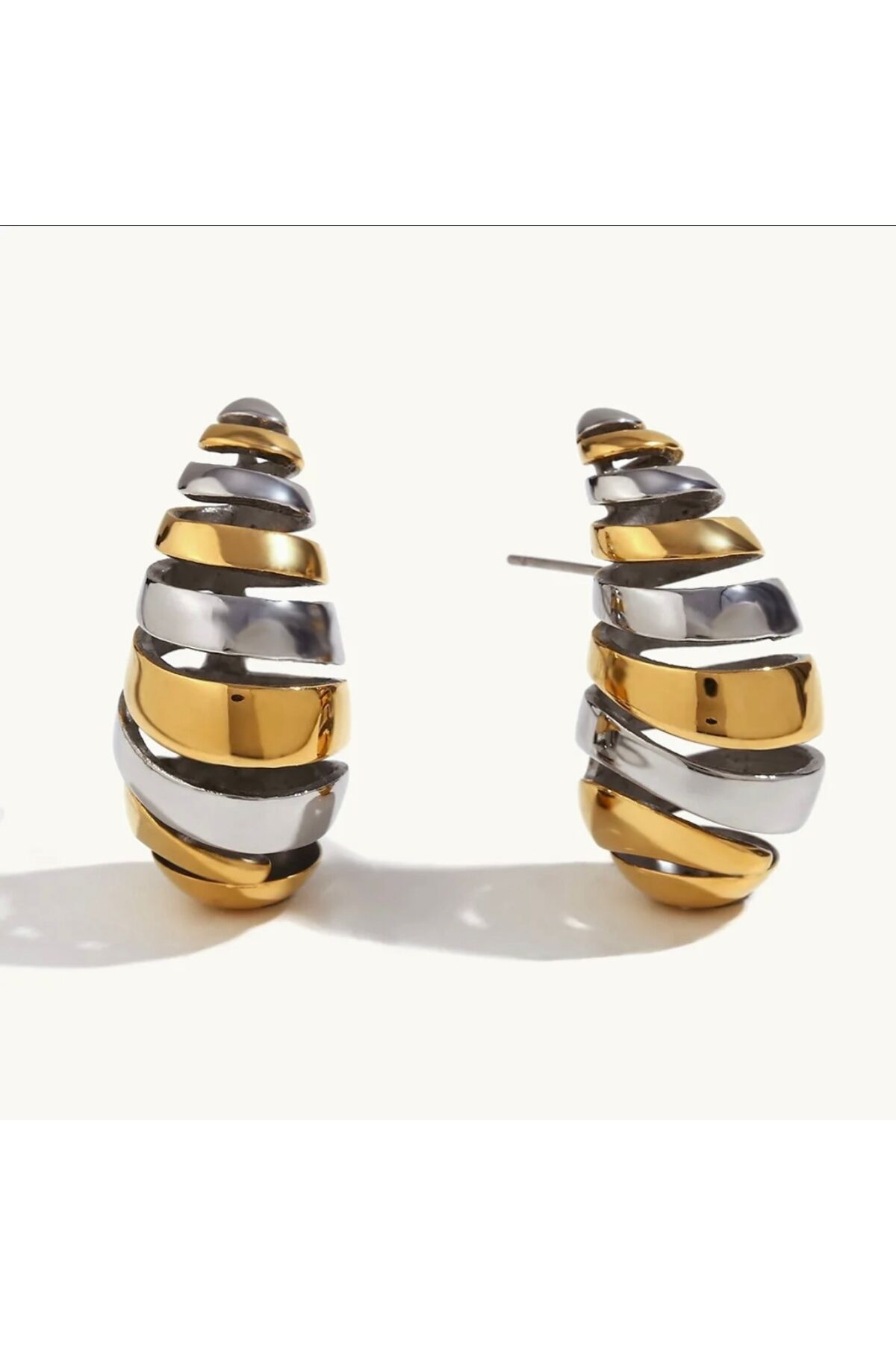 Gold & Silver Kruvasan Küpe