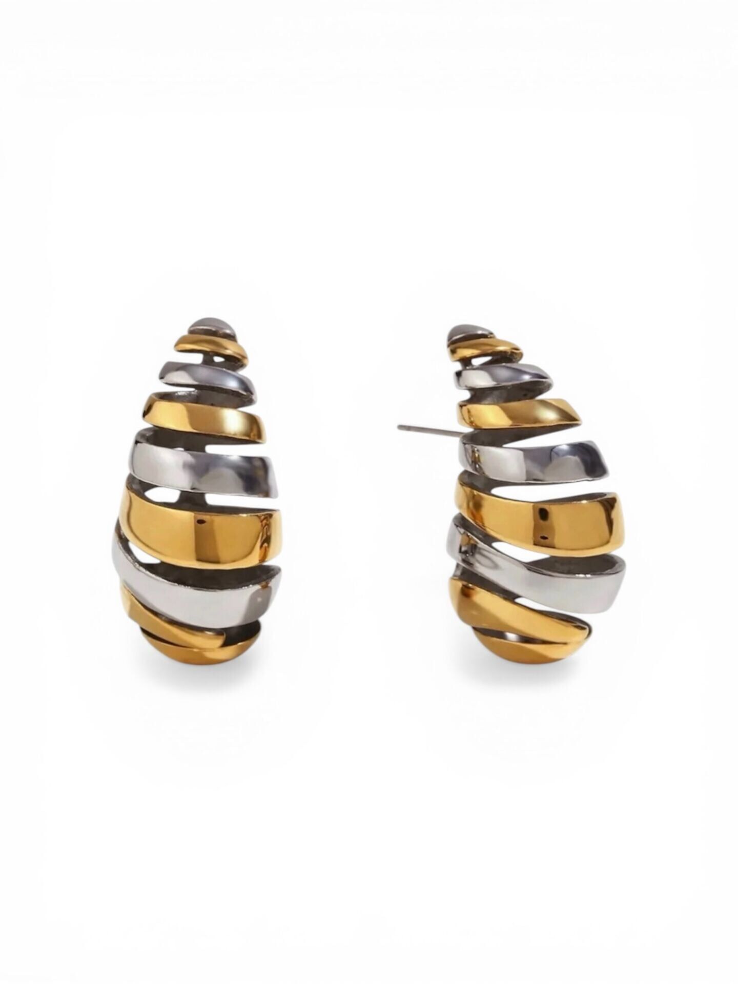 Gold & Silver Kruvasan Küpe
