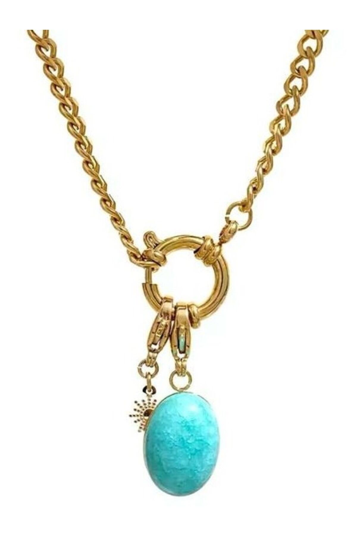 Mavi Taşlı Yıldız İkonlu Kolye