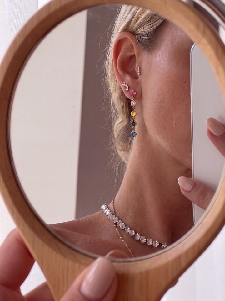 Renkli Zirkon Taşlı Küpe