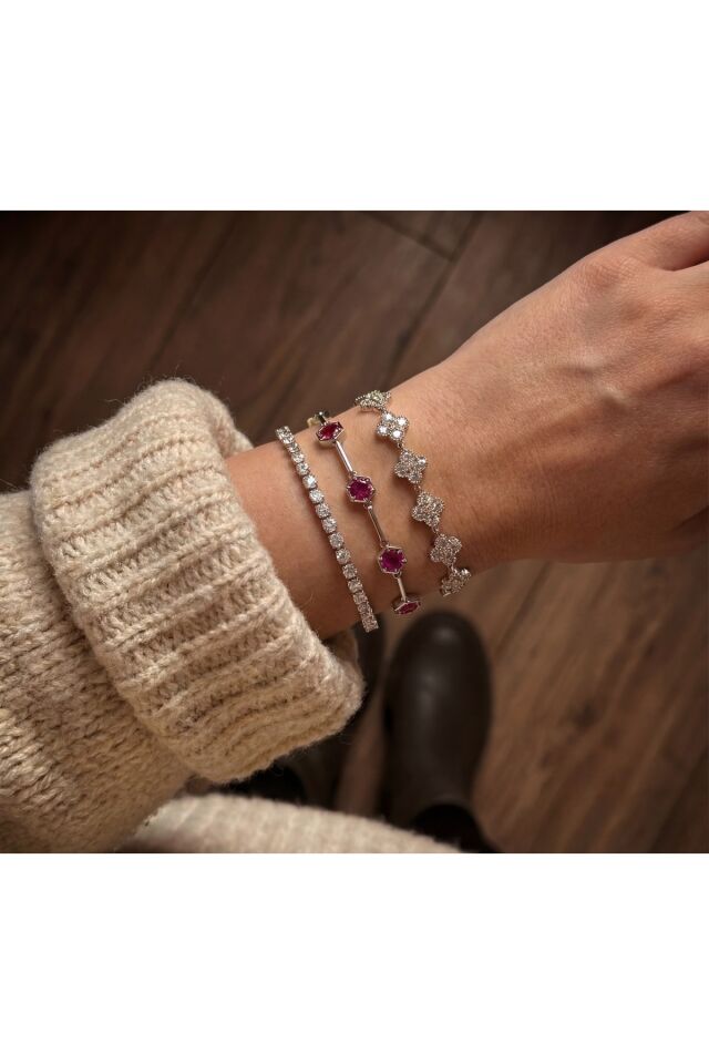 Silver Zirkon Taş Su Yolu Bileklik