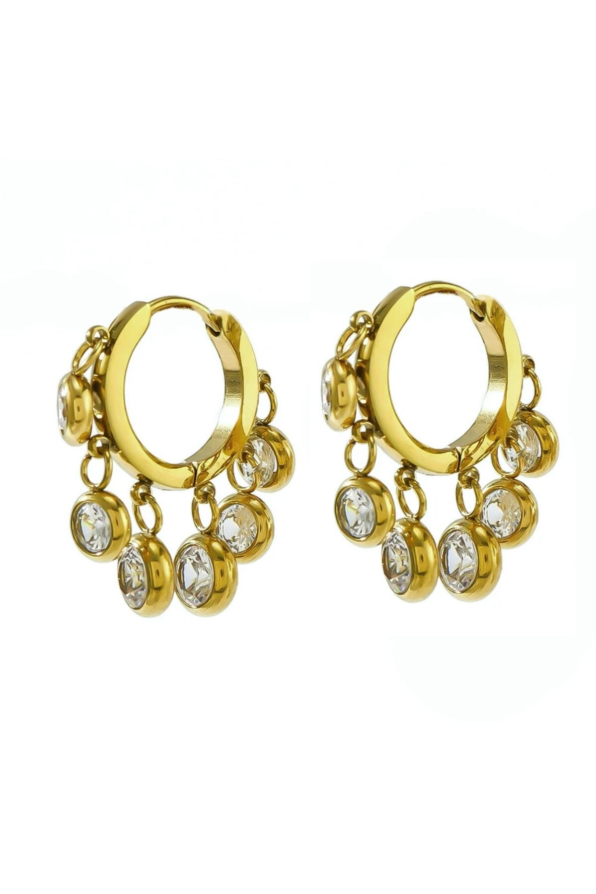 Zirkon Taşlı Sallantılı Halka Küpe