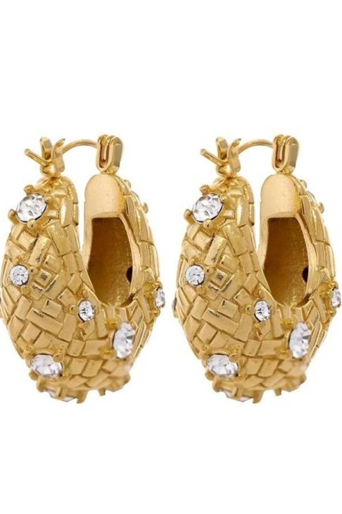 Zirkon Taş Bombeli Halka Küpe