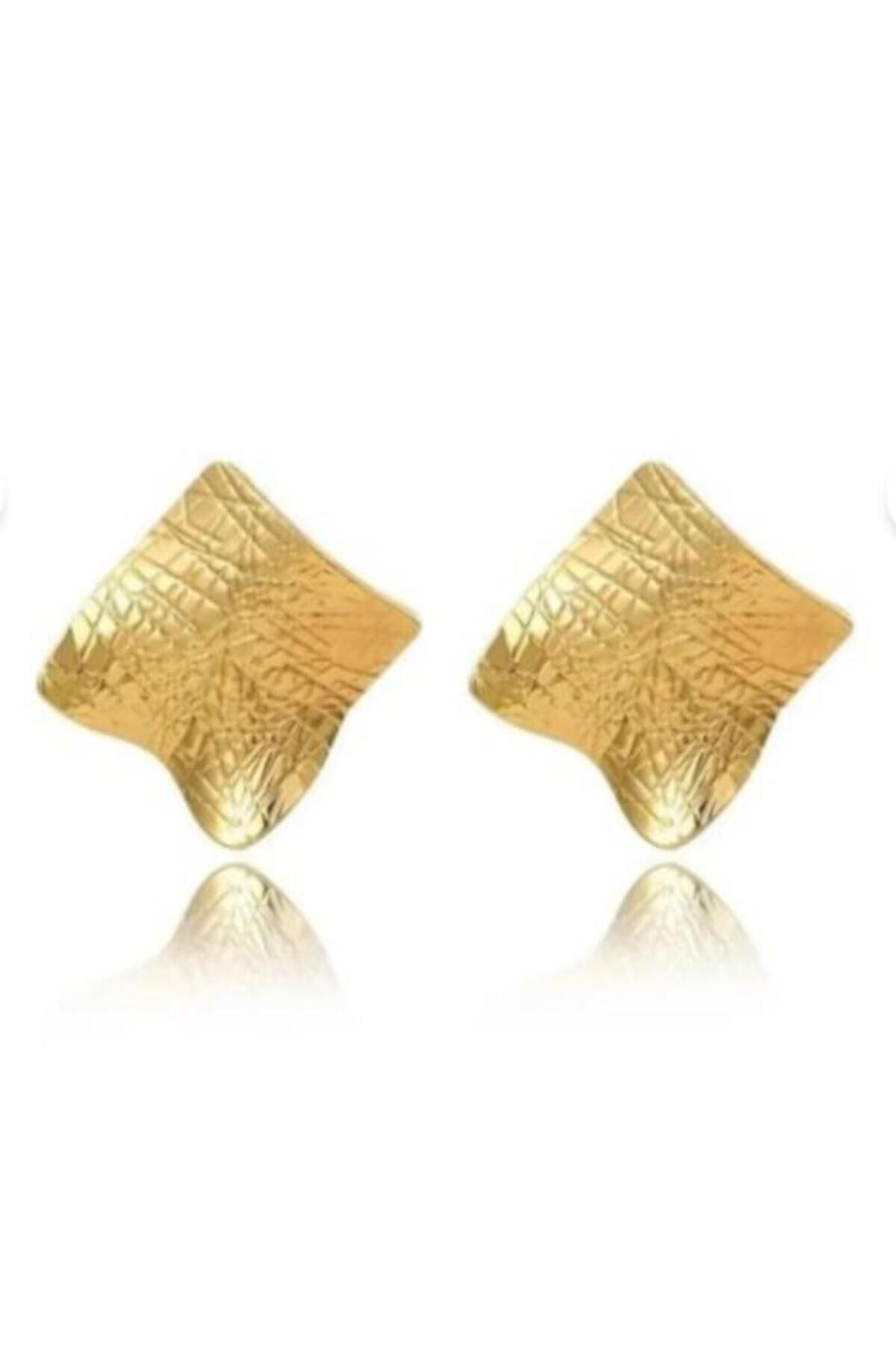 Gold Kare Çelik Küpe