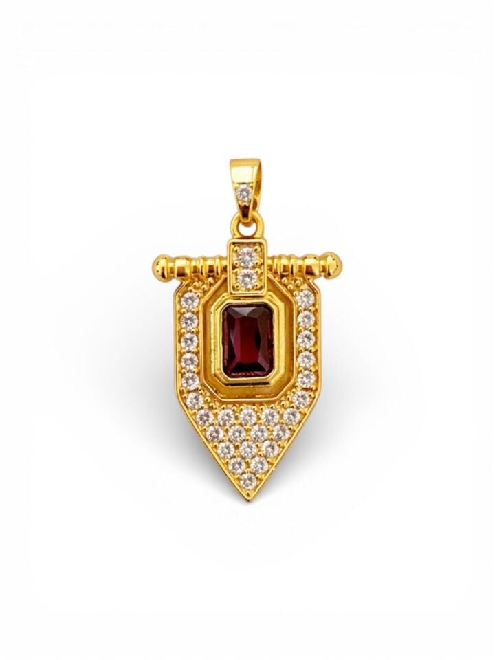 Kırmızı Taşlı Zirkon Kaplama Charm
