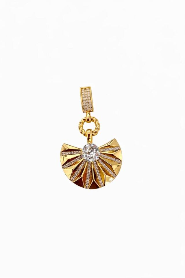 Zirkon Taş Kaplama Gold Renk Charm