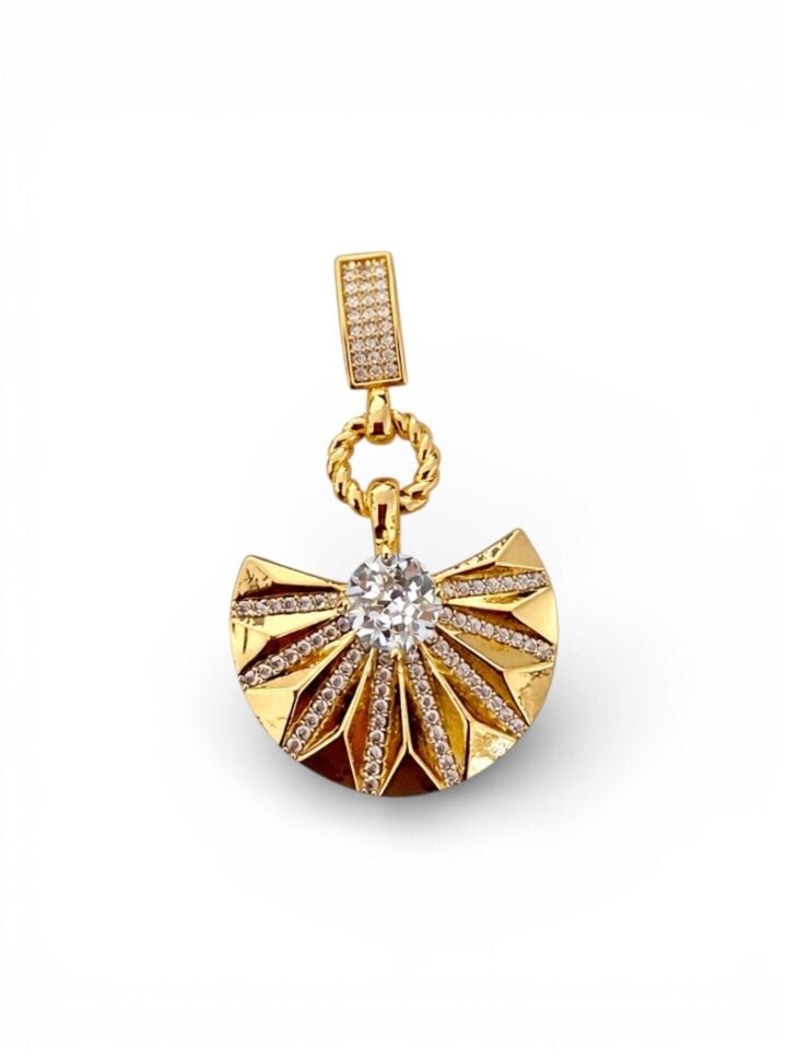 Zirkon Taş Kaplama Gold Renk Charm