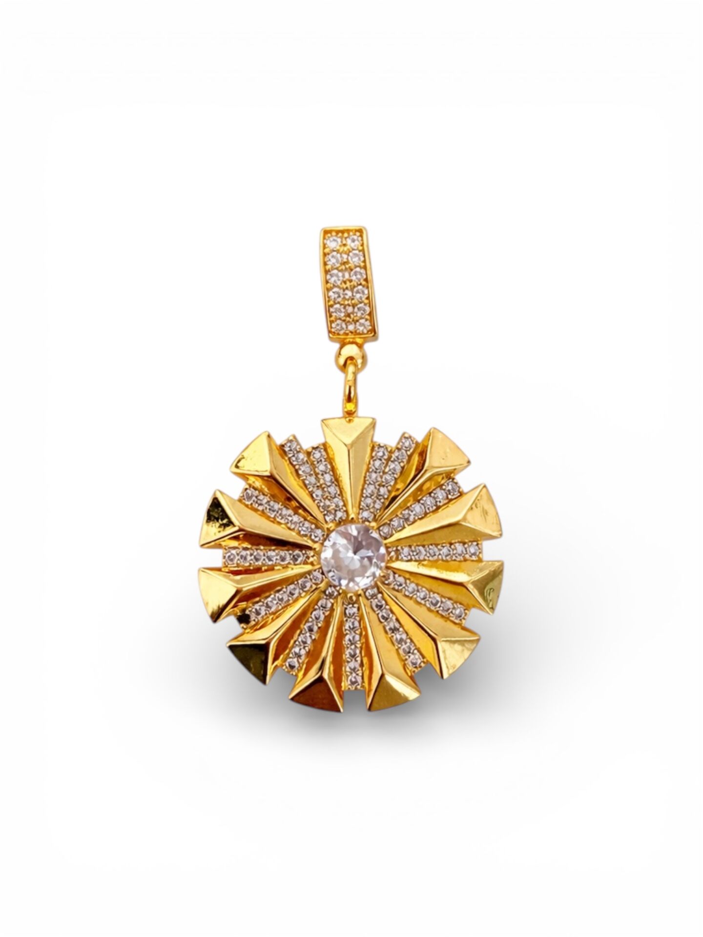 Zirkon Taş Kaplama Yuvarlak Gold Charm