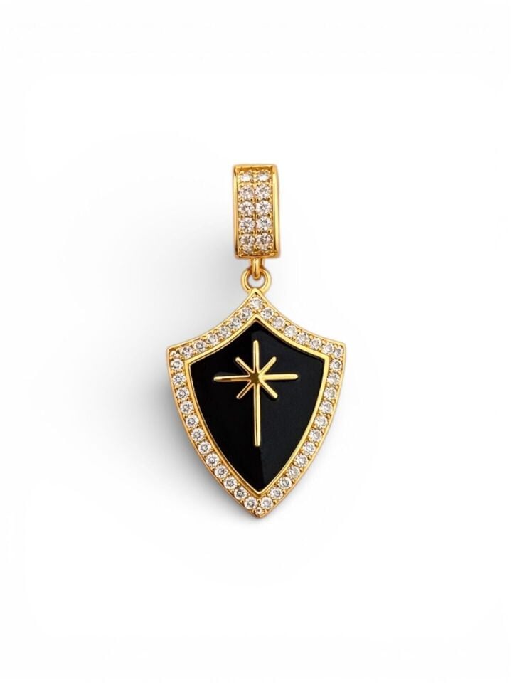 Siyah Mineli Zirkon Kaplama Charm