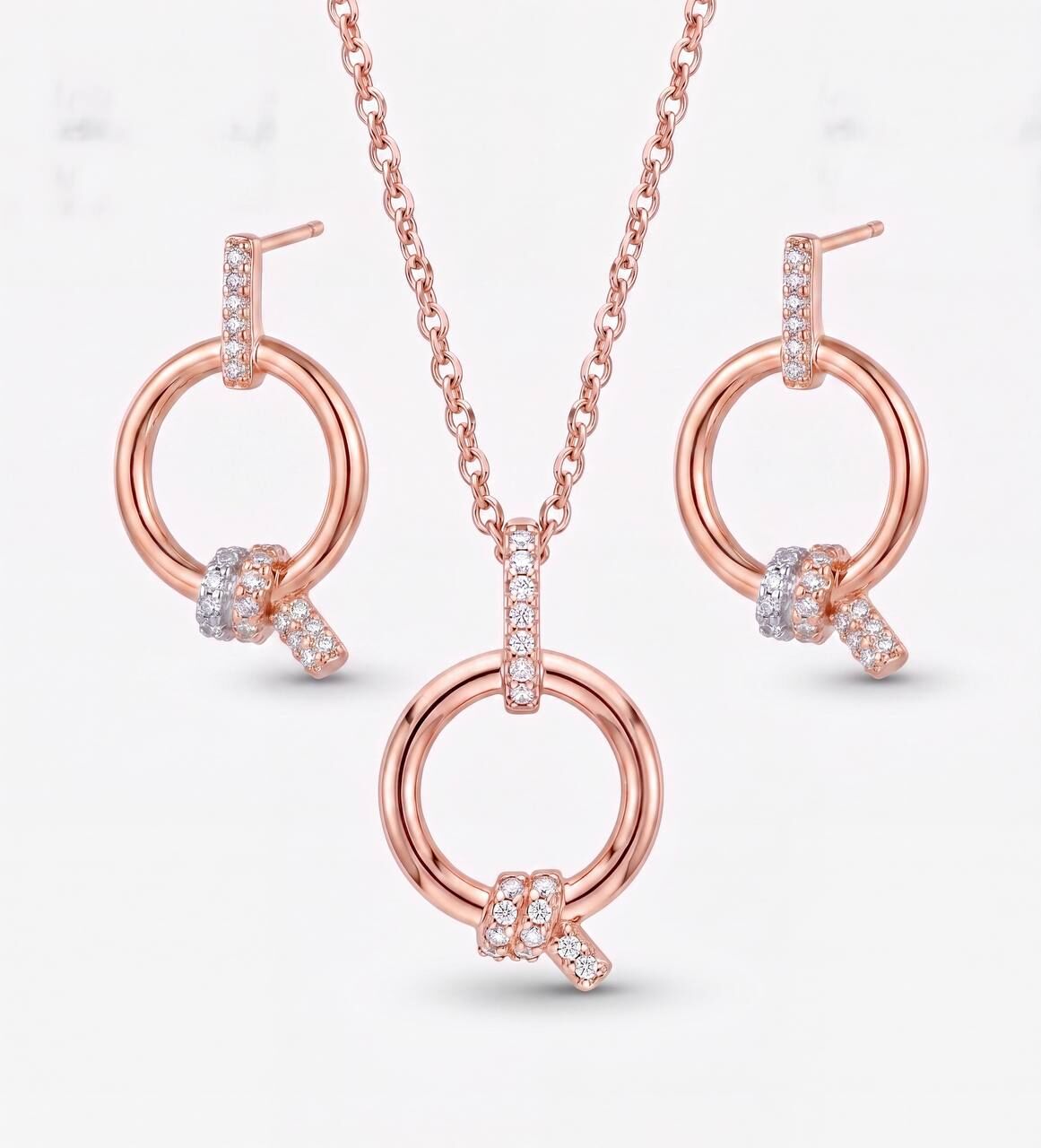 18K Gold Küpe ve Kolye Takım Set