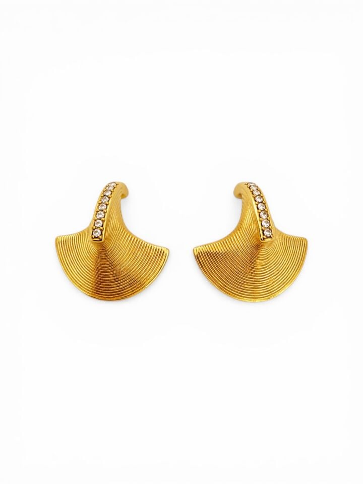 Zirkon Taşlı Gold Renk Çelik Küpe