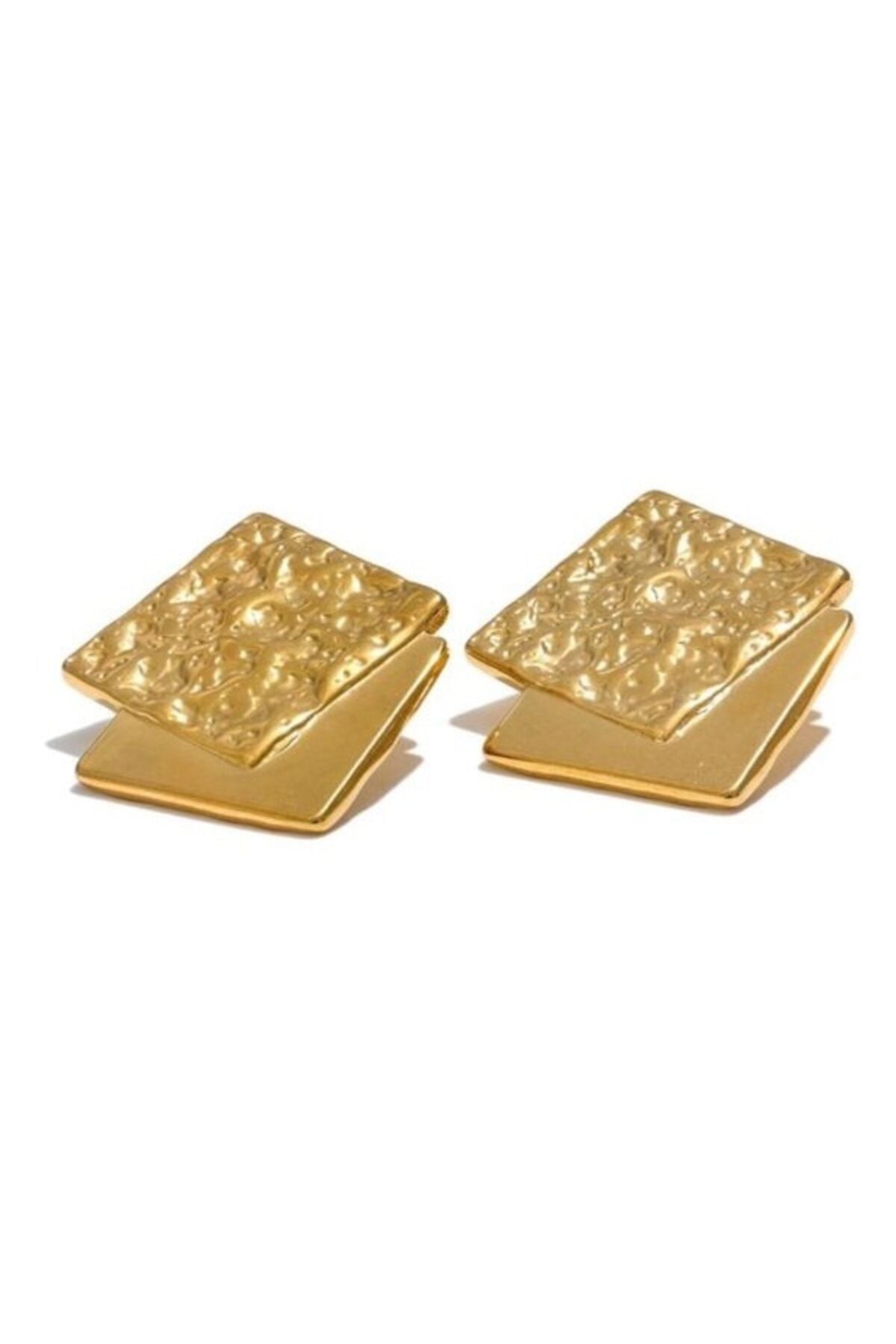 Kare İkon Gold Küpe