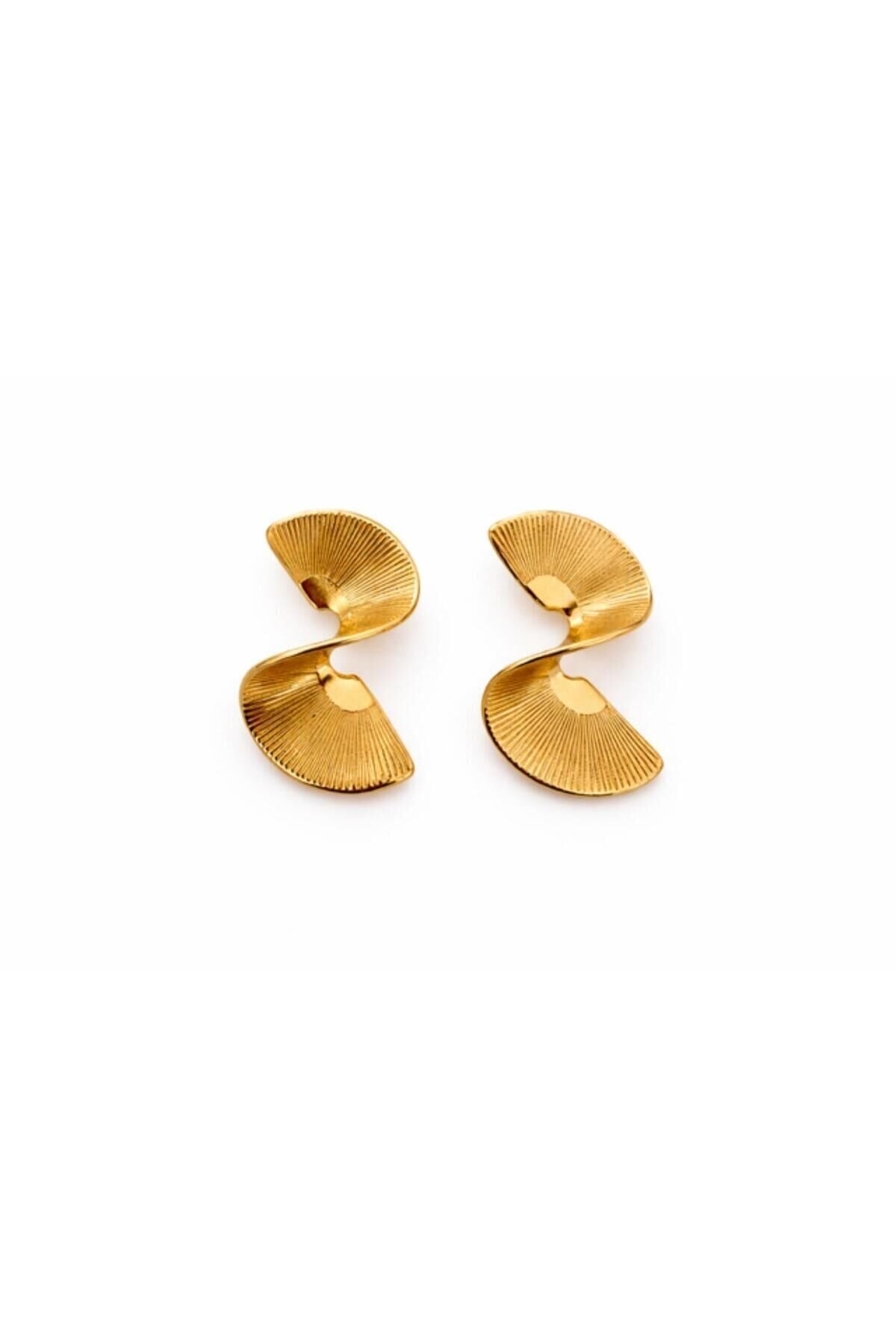 Gold Renk Tırtıklı Çelik Küpe