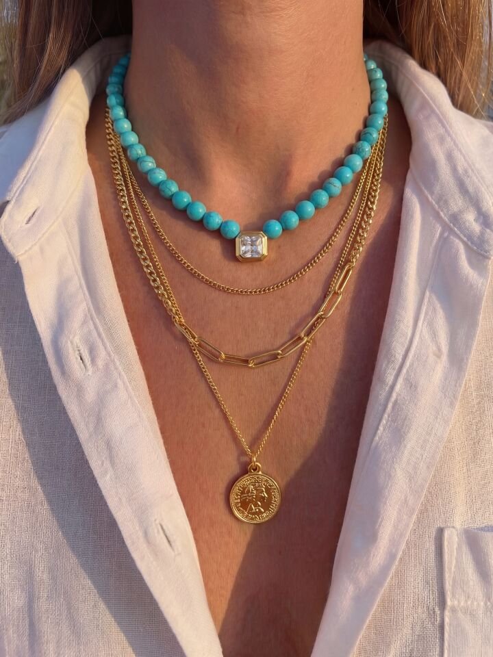 Üçlü Zincir Yuvarlak İkonlu Vip Kolye