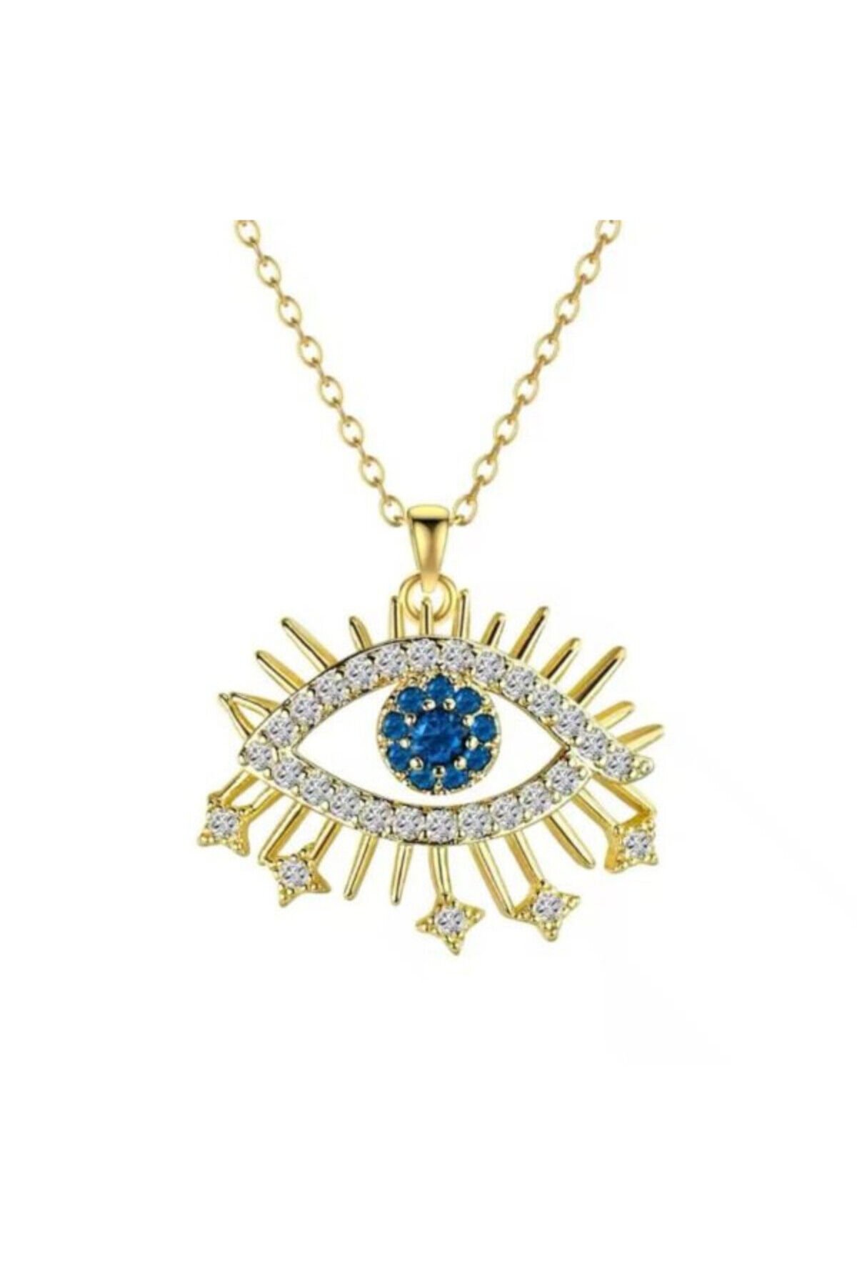 Gold Göz İkon Çelik Kolye
