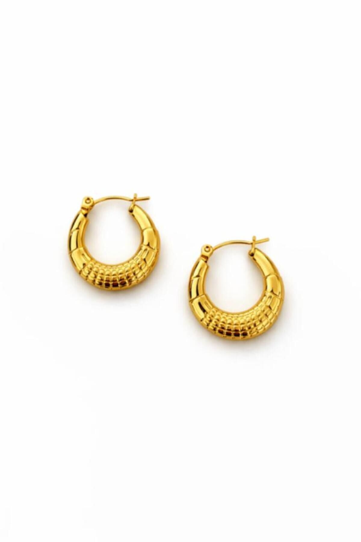 Gold Renk Çelik Halka Küpe