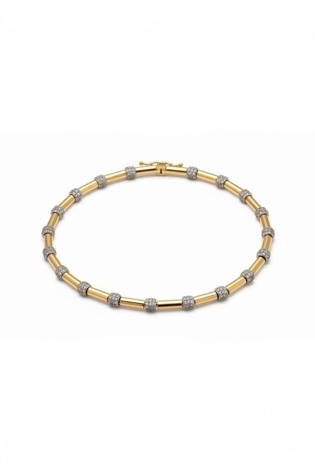 Gold Renkli Zirkon Taşlı VIP Serenay Bileklik