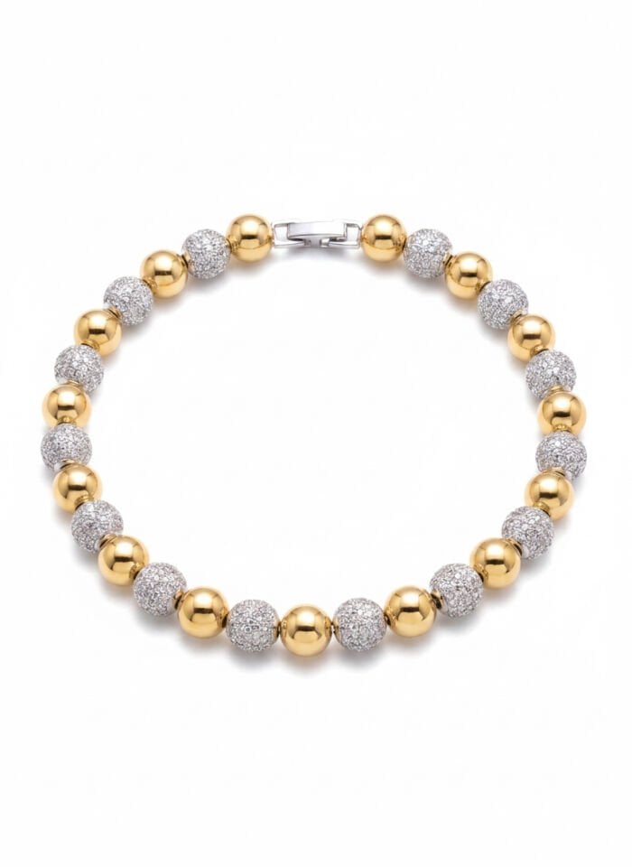 Gold Ve Silver Zirkon Taşlı Top Bileklik