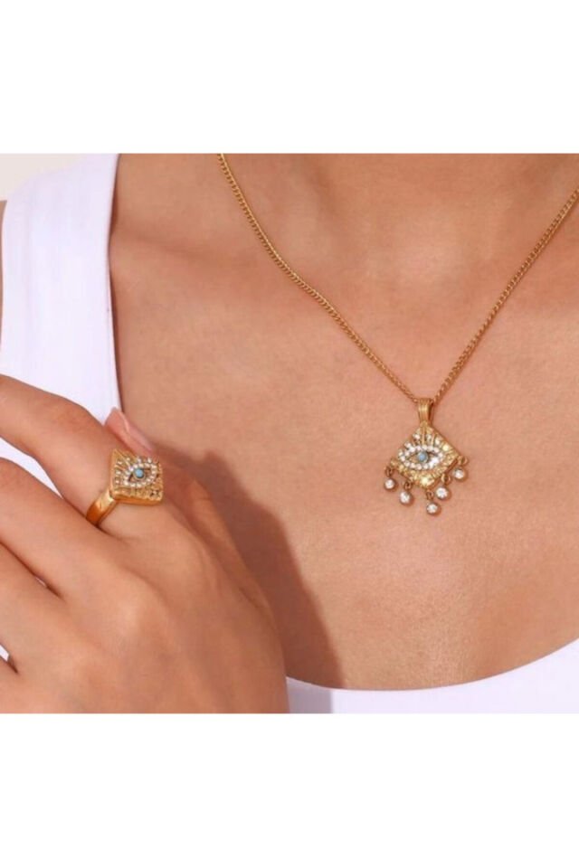 Nazar Göz İkonlu Çelik Kolye