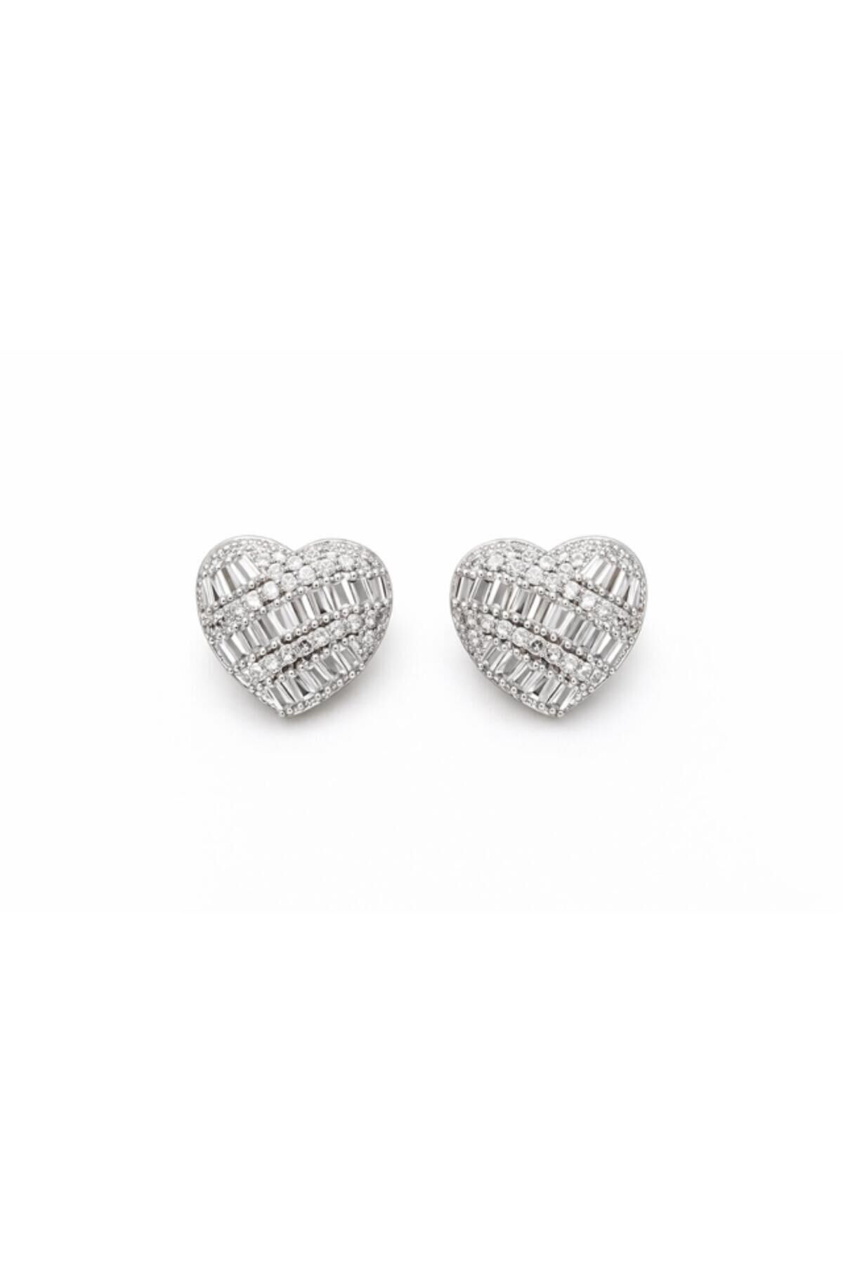 Zirkon Taş Tasarım Kalp Küpe