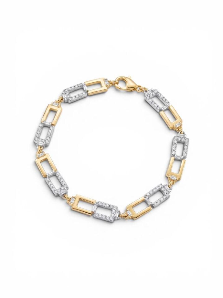 Gold Silver Zirkon Taşlı Bileklik