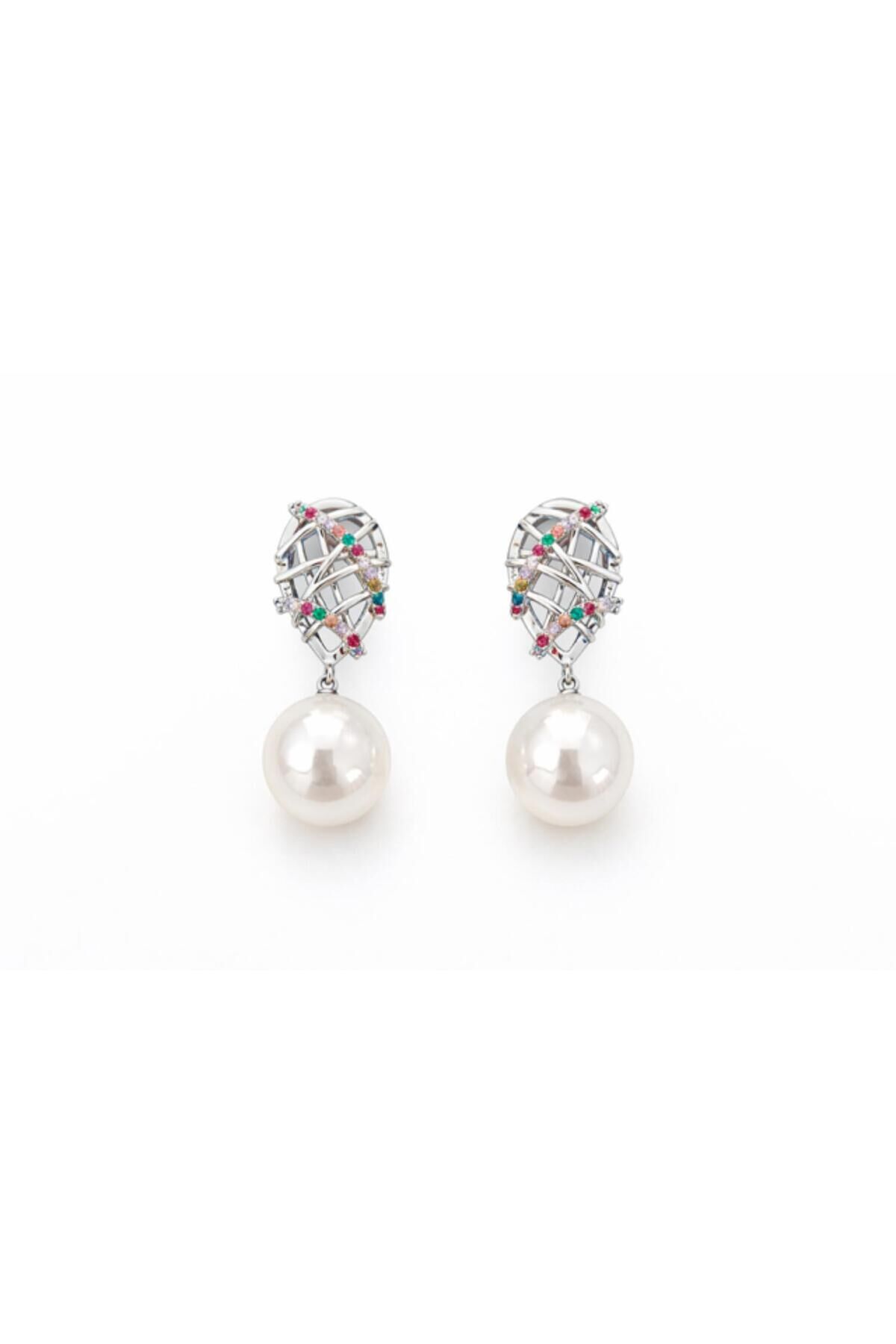 İnci Taşlı Renkli Vip Küpe