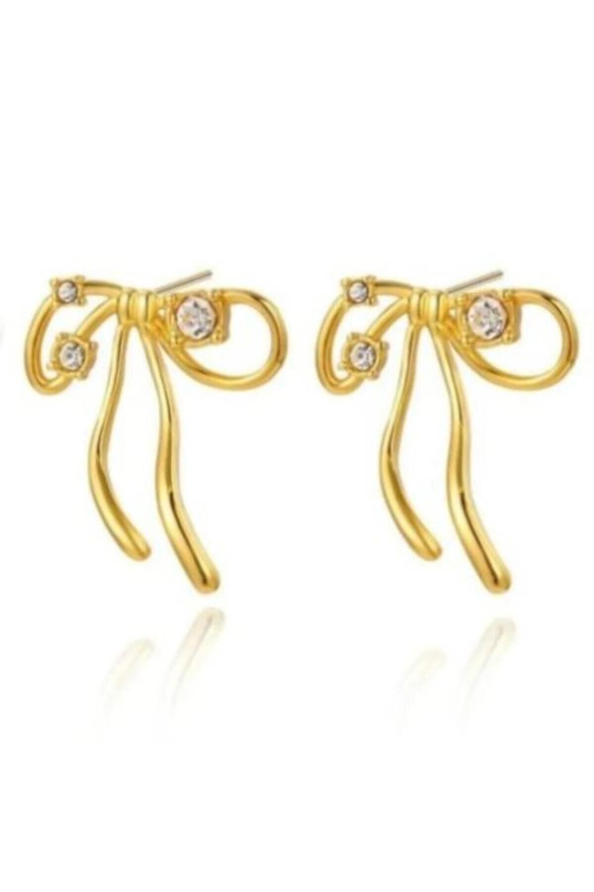 Zirkon Taşlı Kurdele İkon Çelik Küpe