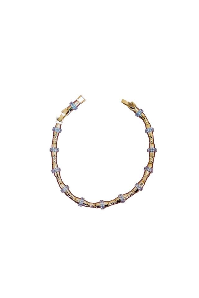 Gold Renkli Taşlı VIP Serenay Bileklik