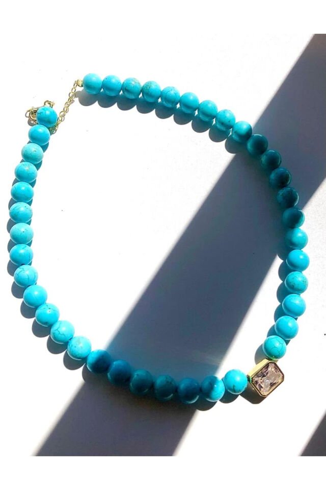 925 Ayar Gümüş Turkuaz Doğal Taş Kolye