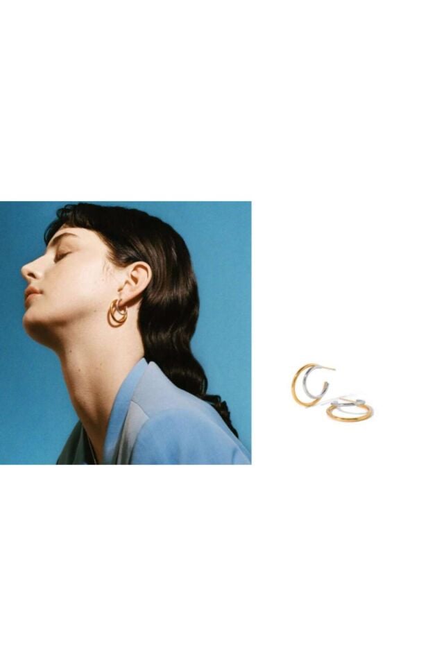 Çift Renkli Halka Vip Küpe