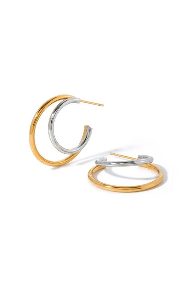 Çift Renkli Halka Vip Küpe