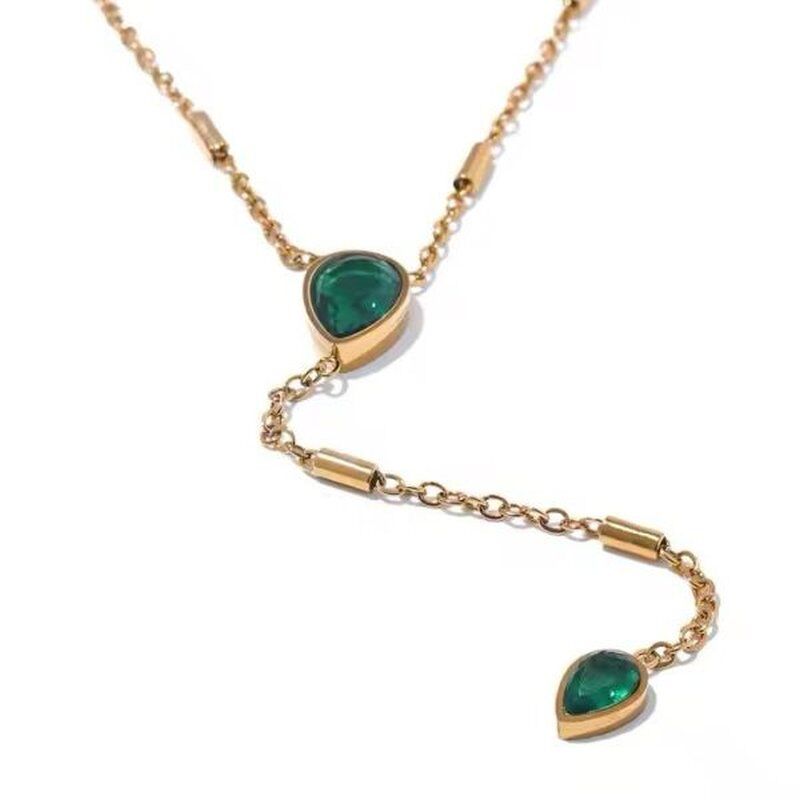 Yeşil Taşlı Y Kolye