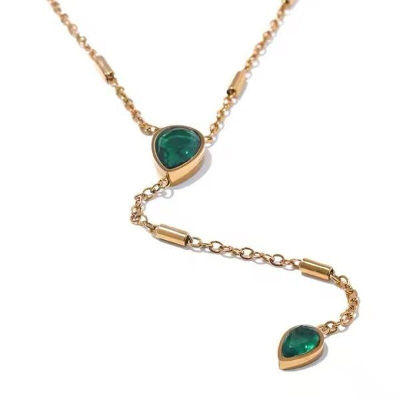 Yeşil Taşlı Y Kolye