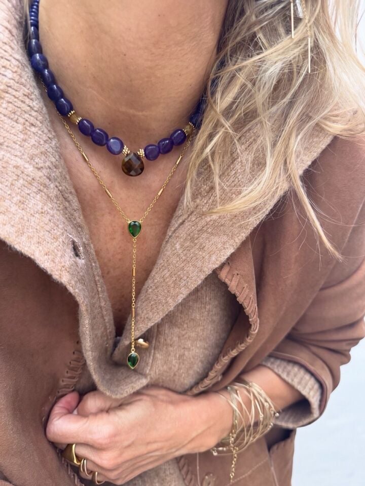 Yeşil Taşlı Y Kolye