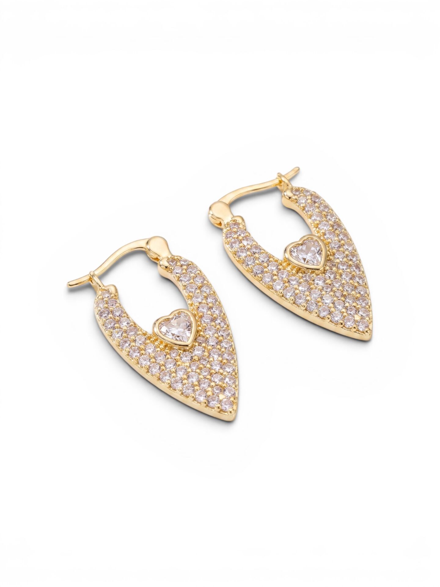 Zirkon Taşlı Gold Küpe