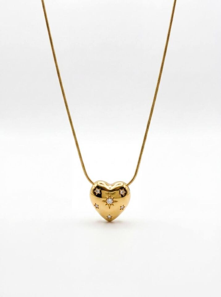 Zirkon Taşlı Kalp Kolye