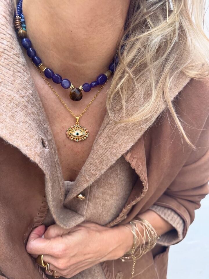 Renkli Taşlı Nazar Kolye