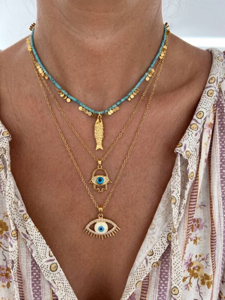 Göz İkonlu Nazar Kolye