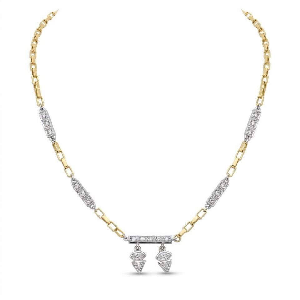 Kesme Dolgu Taşlı Kolye