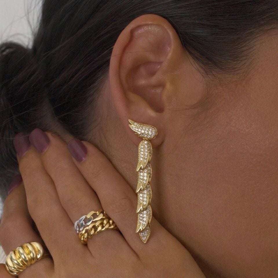 Gold Sallantılı Küpe