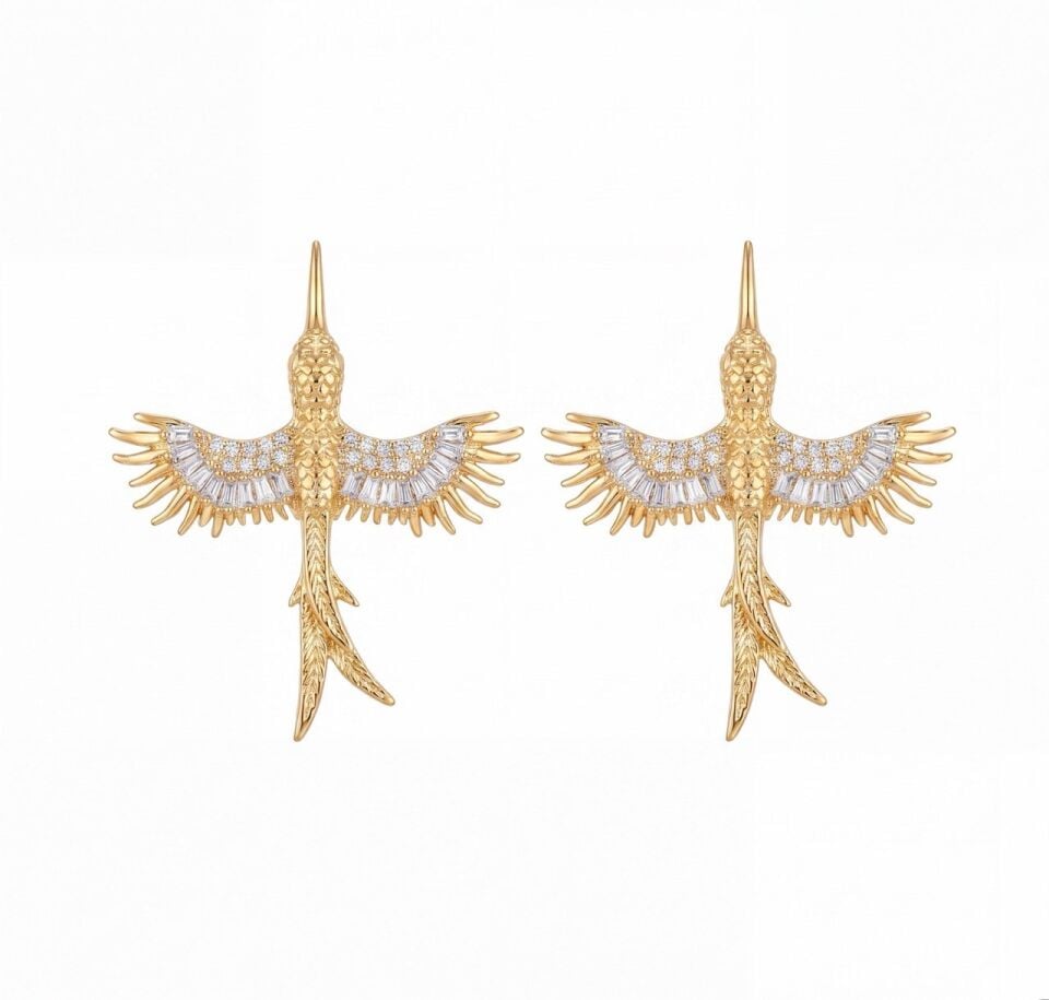 Gold Silver Anka Küpe