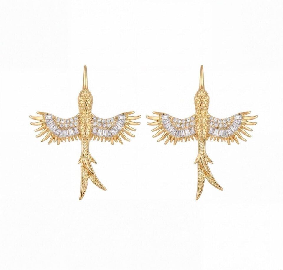 Gold Silver Anka Küpe
